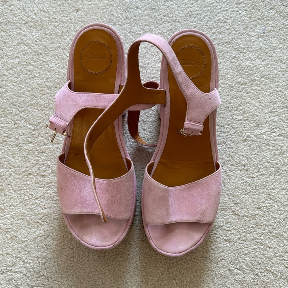 Chloe pink-purple suede platform heel